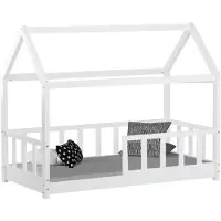 Homestyle4u Kinderbed 80x160 cm - Huisbed - Vloerbed - Wit
