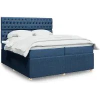 vidaXL Boxspring met matras stof blauw 200x200 cm