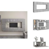 vidaXL Tv-meubelset - Tv-meubelsets - Tv Meubelset - Tv Meubelsets - 8-delige Tv-meubelset spaanplaat betongrijs