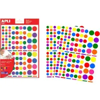 APLI Kids verwijderbare stickers, cirkel, blister met 624 stuks in geassorteerde kleuren en groottes - 3 stuks