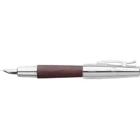 Faber-Castell vulpen - E-motion - chroom/ donkerbruin perenhout - F - FC-148211