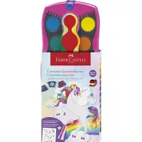 Faber-Castell waterverf set - Connector - 12 kleuren + 1 tube regenboog glitter + unicorn stickers - FC-125002