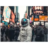 PosterMonkey Poster 160x120 cm - Stad - Mensen - Astronaut - Wit - Posters - Kamer decoratie - Wanddecoratie woonkamer - Muurdecoratie slaapkamer XXL