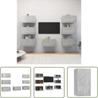 The Living Store Wandkast - 30.5 x 30 x 60 cm - Betongrijs - 7 stuks