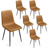 Lina Elisia Eetkamerstoelen - Stoel - Okergeel - Set van 6 - Velvet