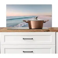KitchenYeah Spatscherm keuken 80x40 cm - Kookplaat achterwand Kustlijn - Pastel - water - Muurbeschermer - Spatwand fornuis - Hoogwaardig aluminium