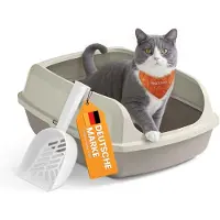 Feandrea Open kattenbak met hoge randen en handige schep, XL(50,5 x 37,5 x 19,5 cm)