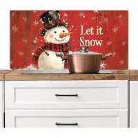 KitchenYeah Spatscherm keuken 100x50 cm - Kookplaat achterwand Sneeuwpret - Winter - Sneeuwpop - Muurbeschermer - Spatwand fornuis - Hoogwaardig aluminium