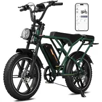RCB Elektrische fatbike - 48V 20.8Ah - Tot 80-100km - 25km/u - 250W motor - 7 versnellingen - met App en NFC - donkergroen