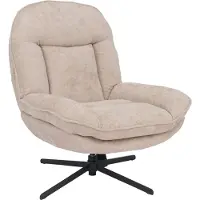 Mendler Relaxfauteuil -P32, televisiefauteuil Nosag-vering Gestoffeerde fauteuil, draaibaar Metaal Stof/textiel Chenille (370 g/m²) ~ crème