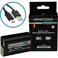 PATONA Platinum accu met USB-C aansluiting, compatibel met Panasonic DMW-BLK22