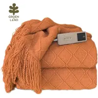 Groenland BOHEM Warmtedeken voor je bank | Elektrische deken | Verwarmde deken | Red Earth 180x130cm | Bovendeken