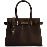 Manfield Donkerbruine leren handtas | Maat Onesize