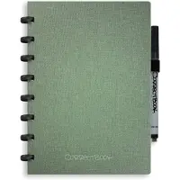 Correctbook A5 Uitwisbaar Notitieboek – Linnen hardcover – Herbruikbaar schrift – Olive Green – Gelinieerd – Inclusief pen & wisdoekje – Aanvulbaar met extra pagina’s
