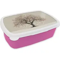 MuchoWow Broodtrommel Roze - Lunchbox Lichtboom - Winter - Kerst - Meerkleurig - Brooddoos 18x12x6 cm - Brood lunch box - Broodtrommels voor kinderen en volwassenen