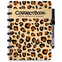 Correctbook A5 Uitwisbaar Notitieboek – Powerful Leopard – Gelinieerd – Herbruikbaar schrift – Inclusief pen & wisdoekje – Aanvulbaar met extra pagina’s