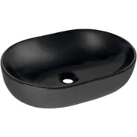 Sapho Caleo aanrecht keramische wastafel 60x42 cm, zwart mat