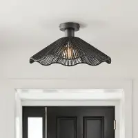 LumenXL Boho-chic plafondlamp Carta zwart met touw Ø40 cm