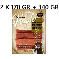 Flamingo Hapki - hondensnack - rabbit jerky dried - 170 gr *** 2 X *** = 340 gr - glutenvrij - geen toegevoegde suiker