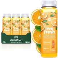 LiveFresh 100% sinaasappelsap koudgeperst – zonder toevoegingen – sinaasappels vruchtensap gemaakt in Duitsland – 6x250ml