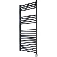 Sanicare Electrische wifi radiator hpw carini 111,8x45 cm zwart met thermostaat zilver rechtsonder