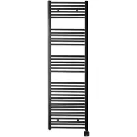 Sanicare Carini elektrische Wifi radiator 172x60cm mat zwart met thermostaat zwart rechtsonder