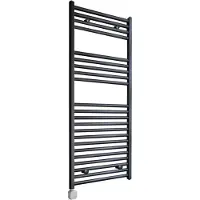 Sanicare Carini elektrische Wifi radiator 112x60cm zwart met thermostaat zilver linksonder