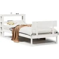 vidaXL Bedframe zonder matras massief grenenhout wit 75x190 cm