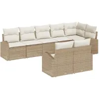 vidaXL Tuinbank Set 8 st Beige en Wit poly rattan