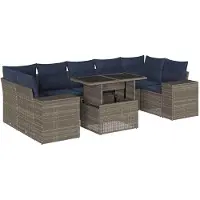 vidaXL 8-delige tuinbankset met kussens, grijs polyrotan