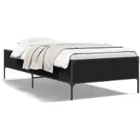 vidaXL Bedframe, zwart, 75x190 cm, van houtvezel en metaal