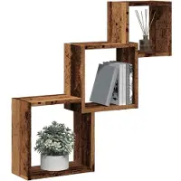 vidaXL Wandplanken kubus 68x15x68 cm bewerkt hout oud houtkleurig