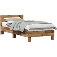 vidaXL Bedframe Oudhout 203 x 95 x 70 cm Bewerkt hout