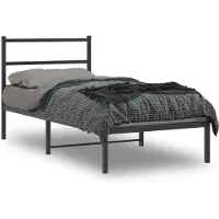 vidaXL Bedframe met hoofdbord metaal zwart 90x200 cm