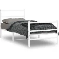 vidaXL - Bedframe - met - hoofd- - en - voeteneinde metaal - wit - 90x190 - cm
