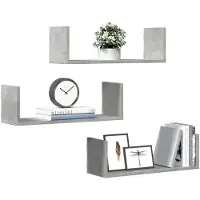 vidaXL Wandschappen 3 st 58x18x18 cm bewerkt hout betongrijs
