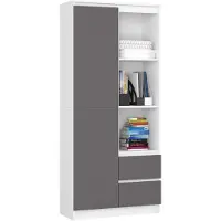 Akord Kantoorkast R11 R80 met 2 Lades en 1 Deur / Furniture Factory / Wit - Grafietgrijs / 80 x 180 x 35 cm