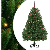 vidaXL Kunstkerstboom 150 cm 150 LED's Warmwit PVC en Staal Groen
