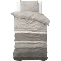 Sleeptime Dekbedovertrek Stone Stripe Taupe Flanel-140 x 200 / 220 cm | 1-Persoons