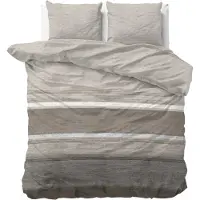 Sleeptime Dekbedovertrek Stone Stripe Taupe Flanel-200 x 200 / 220 cm | 2-Persoons