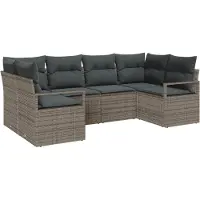 vidaXL Tuinset met 6 zitplaatsen, grijs, van polyrotan