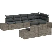 vidaXL Tuinset met 8 zitplaatsen, grijs, van polyrotan