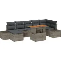 vidaXL Tuinbank Set 8 st Grijs Poly rattan