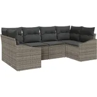 vidaXL Tuinbank Set 6 st Grijs poly rattan