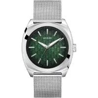 GUESS Analoog horloge 'Marshall' donkergroen / zilver