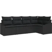 vidaXL Tuinbank Set 5 st Zwart poly rattan