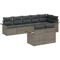 vidaXL Tuinbank Set 8 st Grijs poly rattan