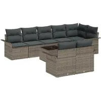 vidaXL Tuinset met 9 stukken, grijs, van polyrotan