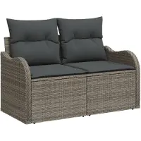 vidaXL Tuinbank Set 9 st Grijs Poly Riet