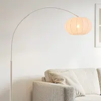 LumenXL Japandi booglamp Marell – beige armatuur met linnen kap